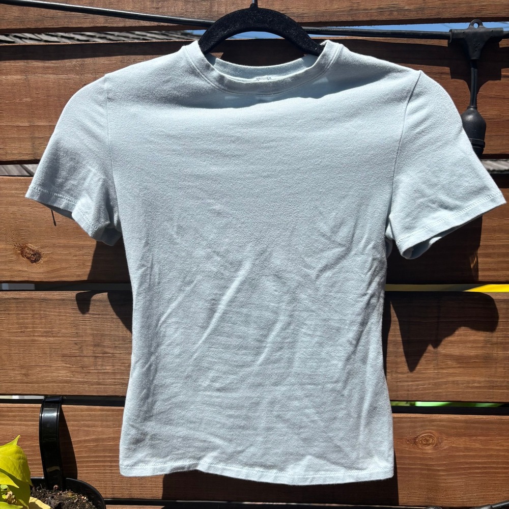 Skims Cotton Jersey T-Shirt Womens Small Light Blue Excellent Slim Fit Baby Tee